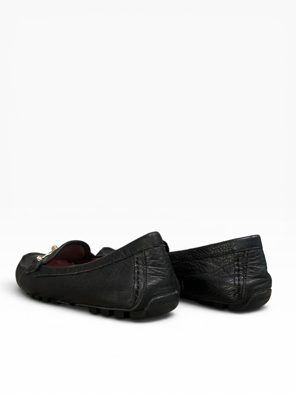 Coach Arlene Turnlock Driving Moccasins Loafers Black Pebble Leather Size 6 - Picture 5 of 10